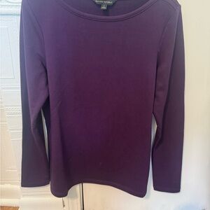 Banana Republic Long-Sleeve Crewneck Top — Deep Plum
